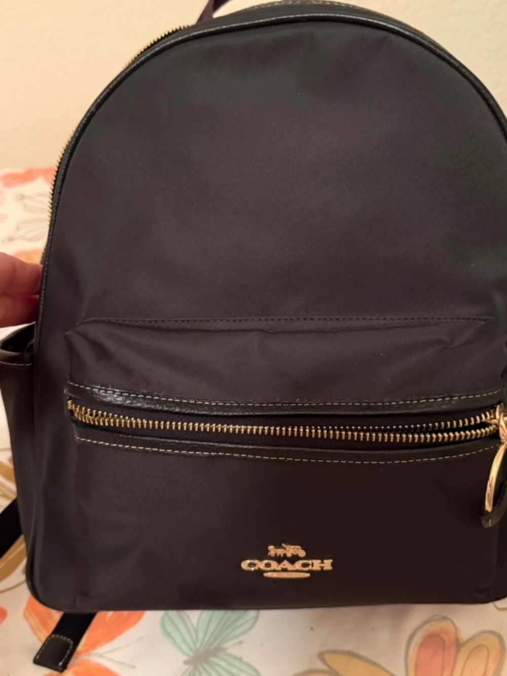 Coach Black Medium Nylon Backpack with Gold Hardware